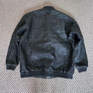 Vintage Egyptian Leather Brown Bomber Jacket Men’s XL Embroidered